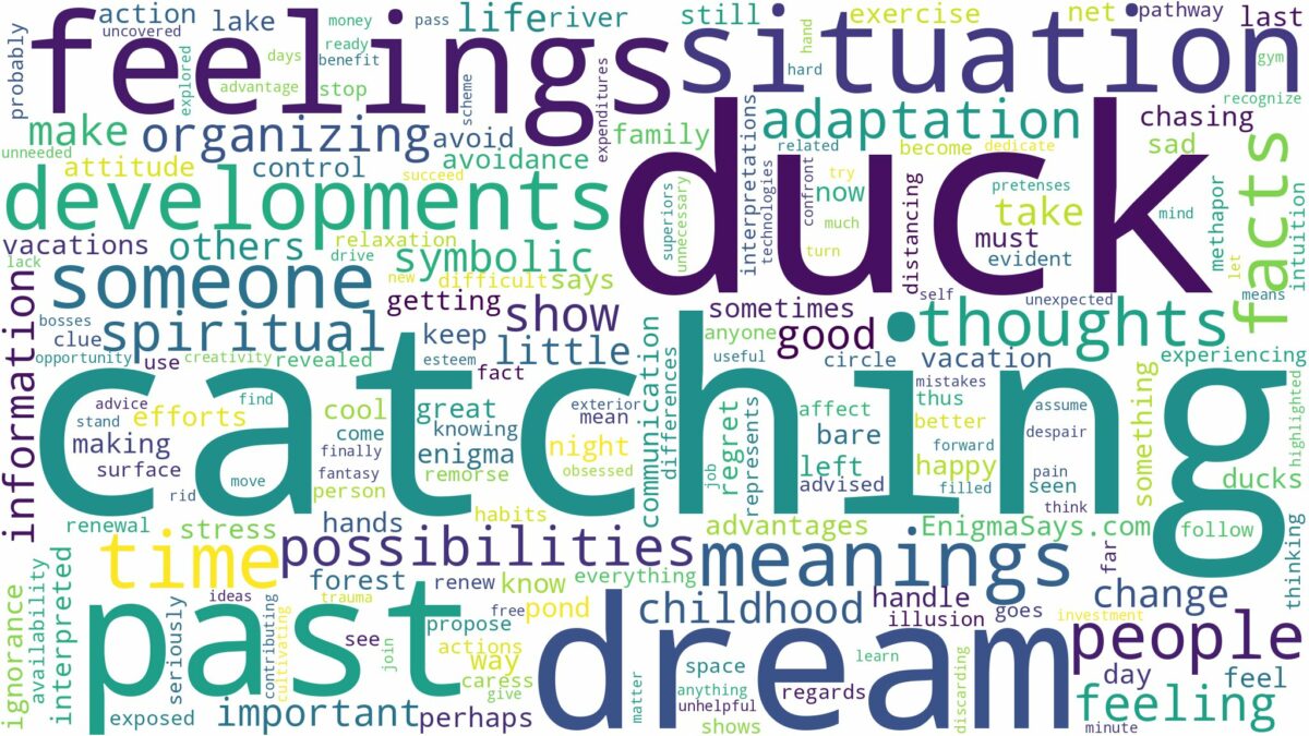 dream of catching duck and related dreams with their meanings in a word cloud