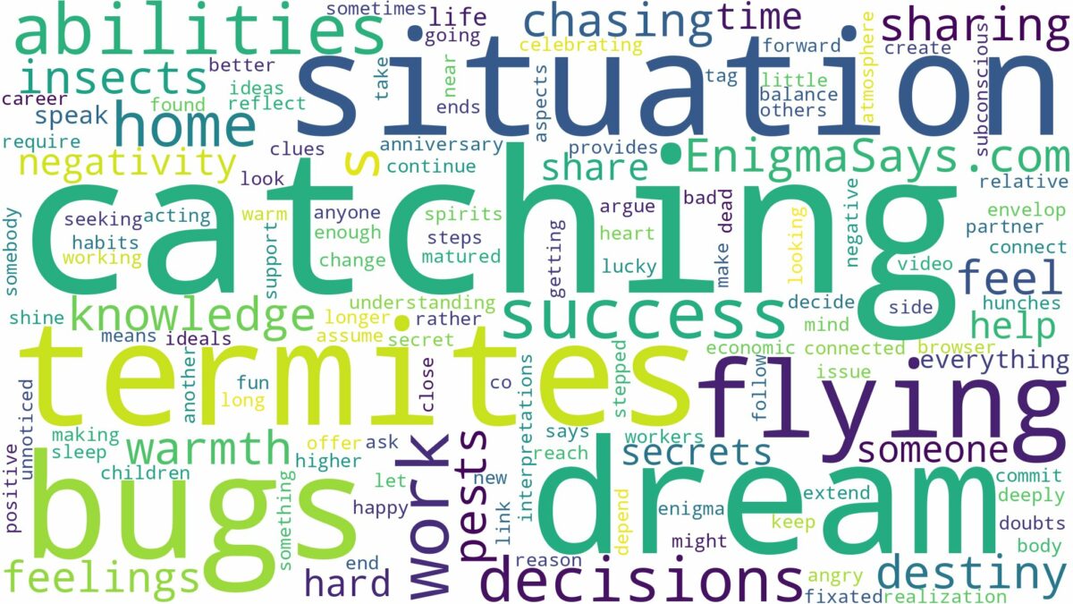 dreaming of catching flying termites and related dreams with their meanings in a word cloud