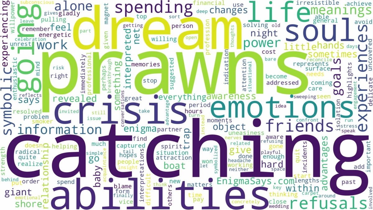 dream of catching prawns and related dreams with their meanings in a word cloud