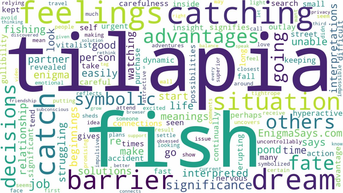 dreaming of catching tilapia fish and related dreams with their meanings in a word cloud