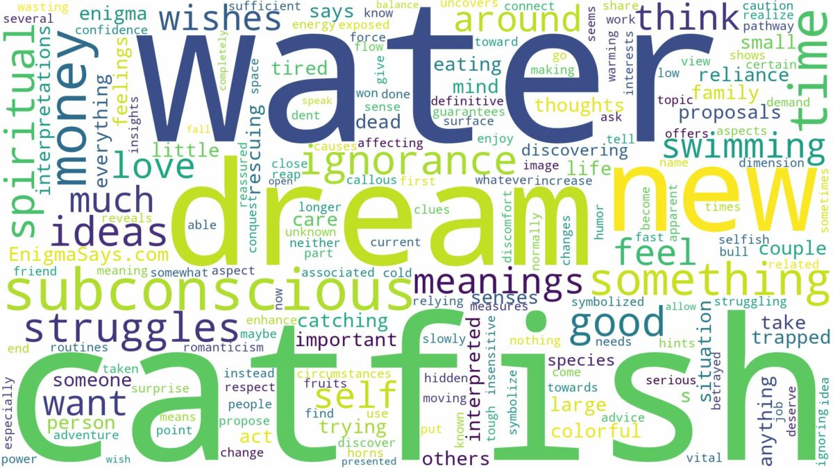 dream about catfish in water and related dreams with their meanings in a word cloud