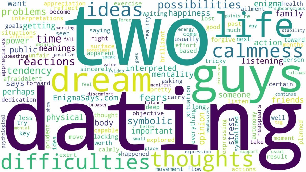 dreaming of dating two guys and related dreams with their meanings in a word cloud