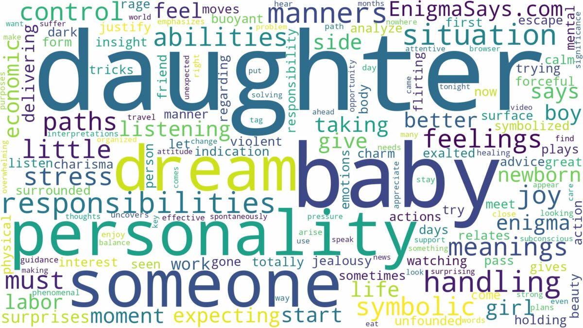 dreaming about daughter having a baby and related dreams with their meanings in a word cloud