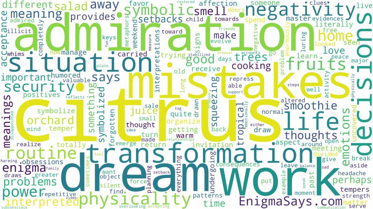 dreams about citrus and related dreams with their meanings in a word cloud