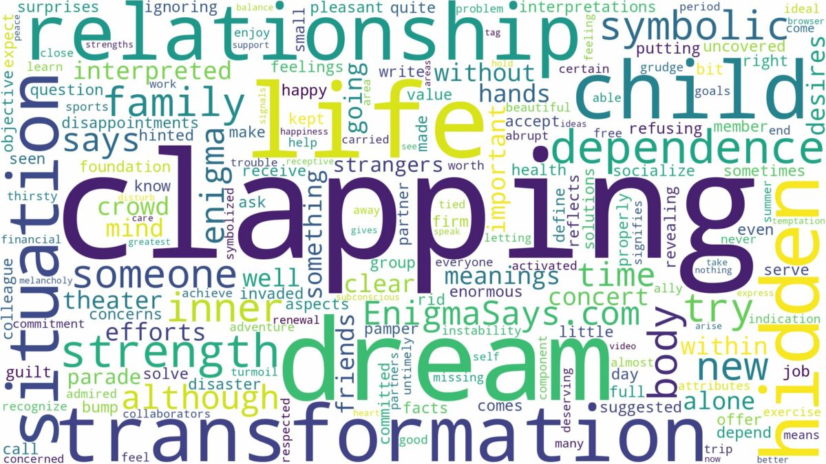 dream of clapping and related dreams with their meanings in a word cloud