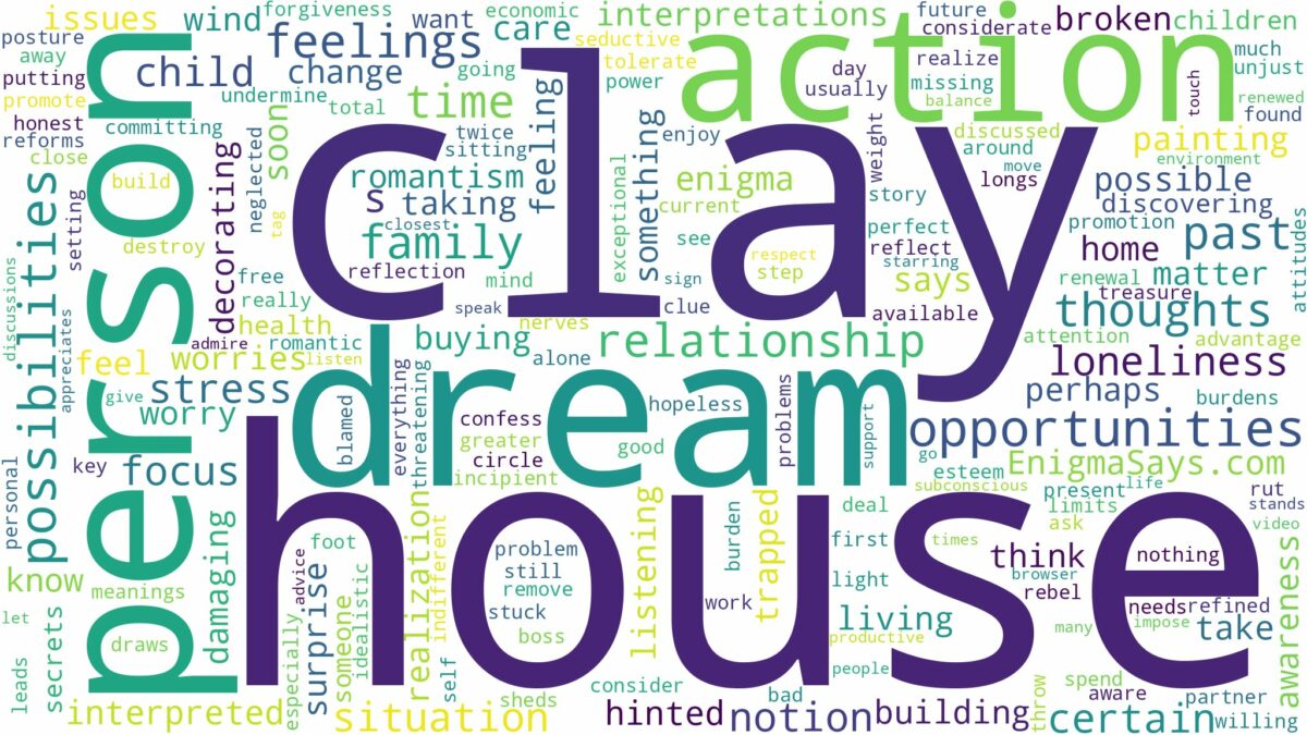 dream about clay house and related dreams with their meanings in a word cloud