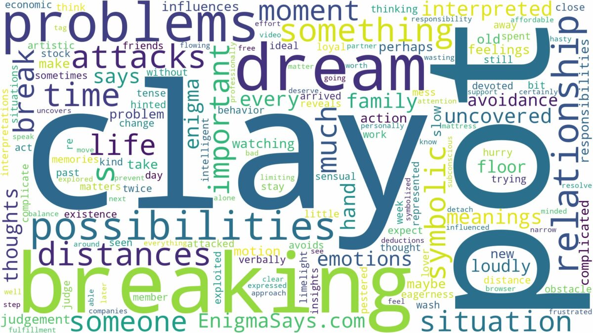 dreaming about clay pot breaking and related dreams with their meanings in a word cloud