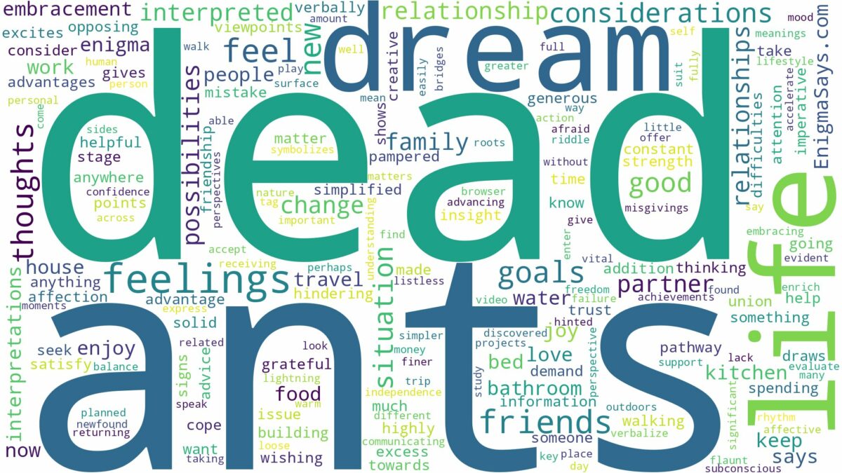 dream about dead ants and related dreams with their meanings in a word cloud