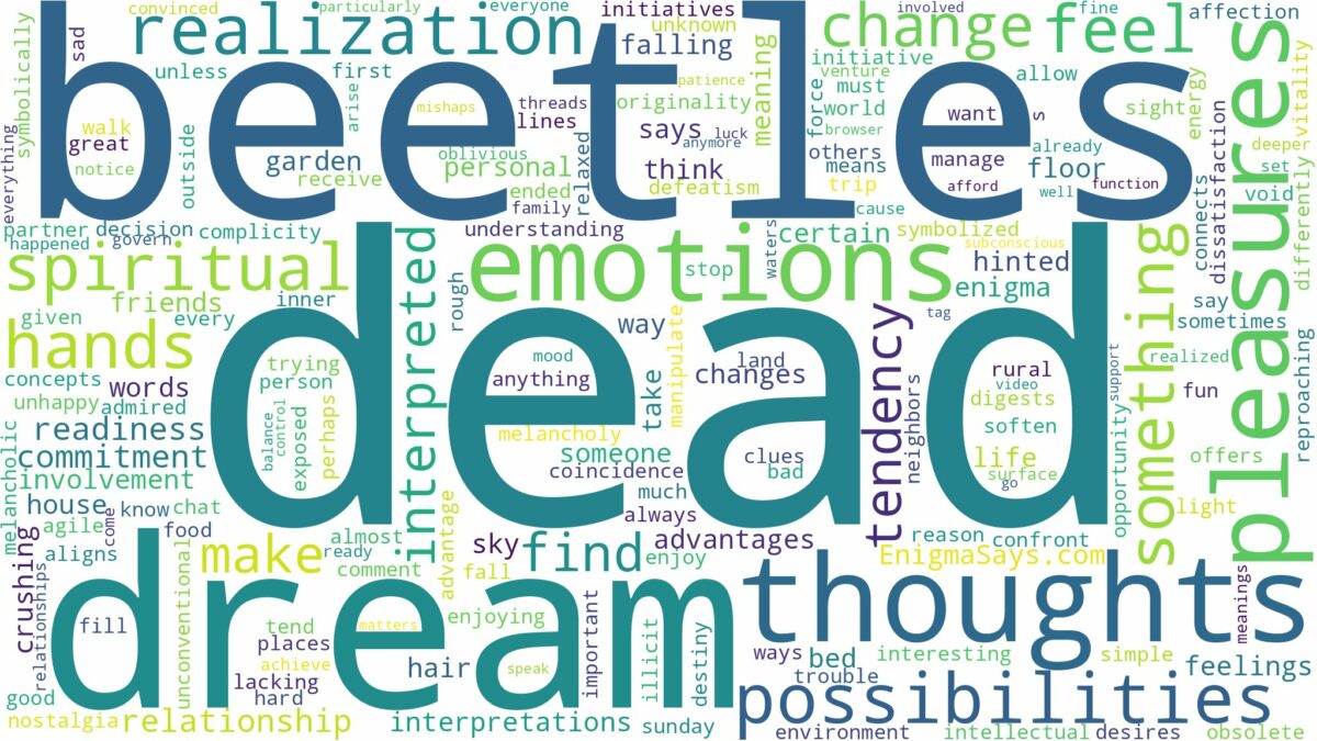 dream about dead beetles and related dreams with their meanings in a word cloud