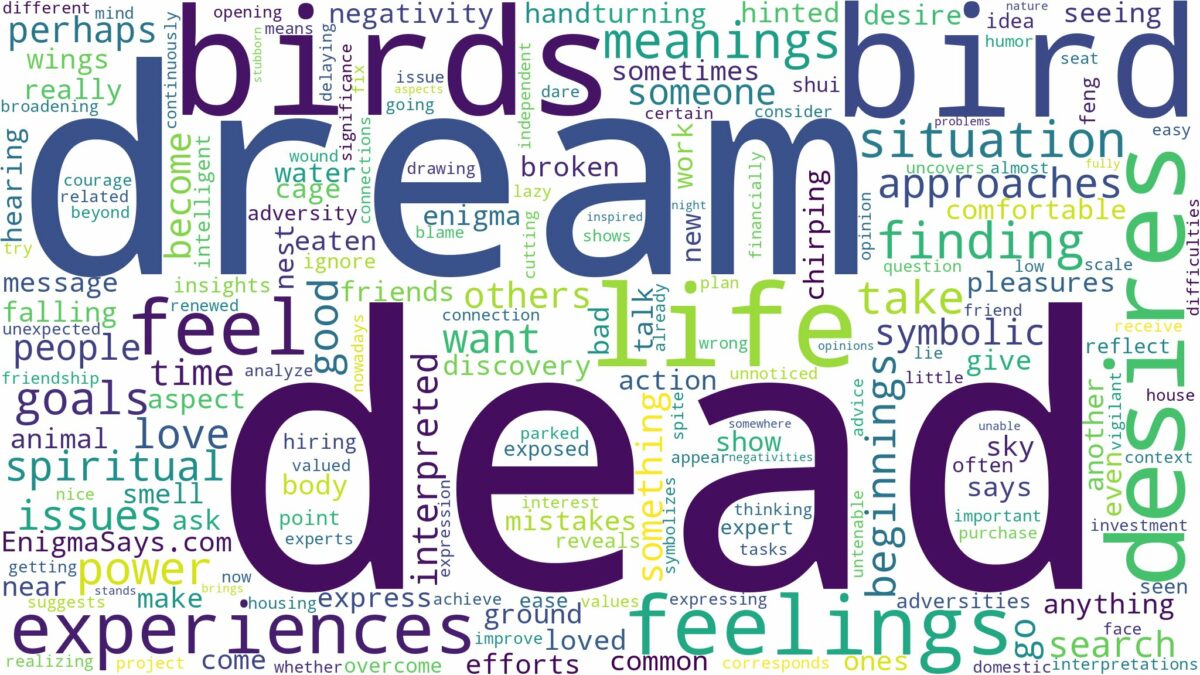 dream about dead birds and related dreams with their meanings in a word cloud