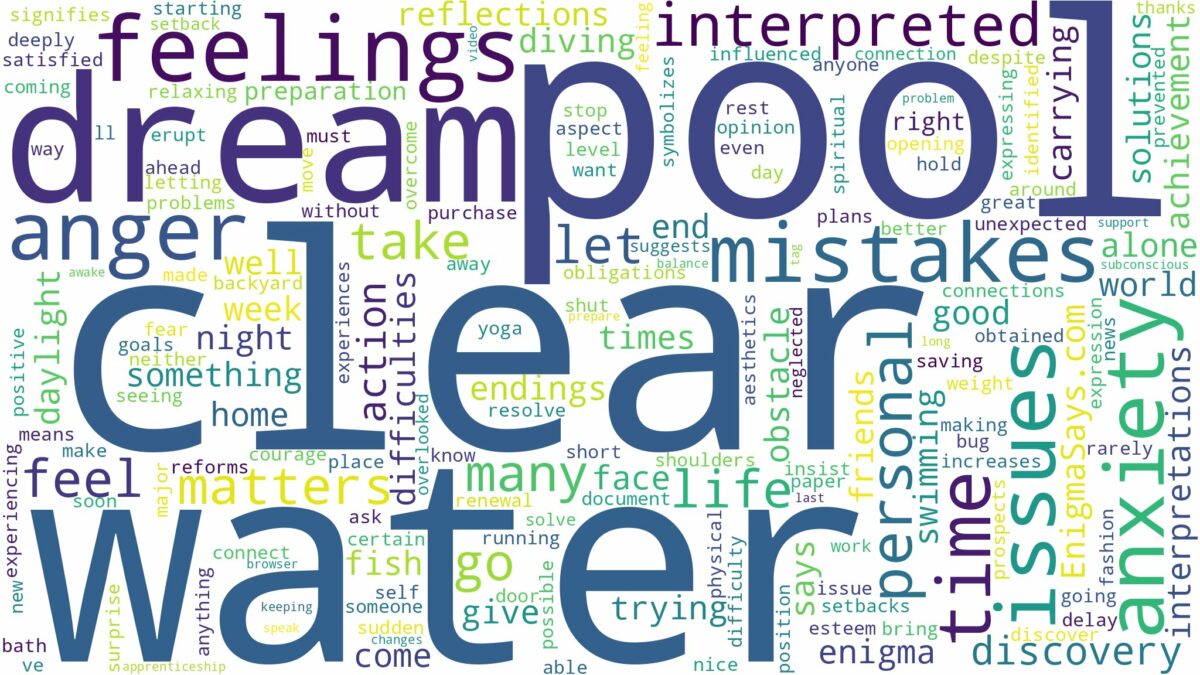 dream about clear pool water and related dreams with their meanings in a word cloud