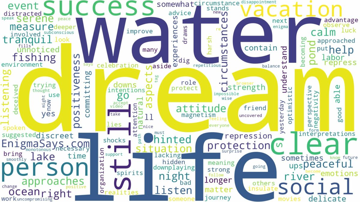 dream about clear still water and related dreams with their meanings in a word cloud