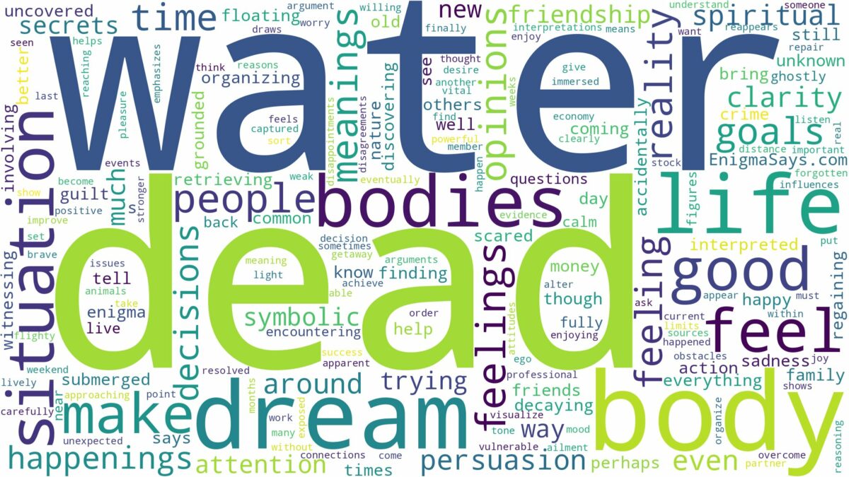 dream about dead body in water and related dreams with their meanings in a word cloud