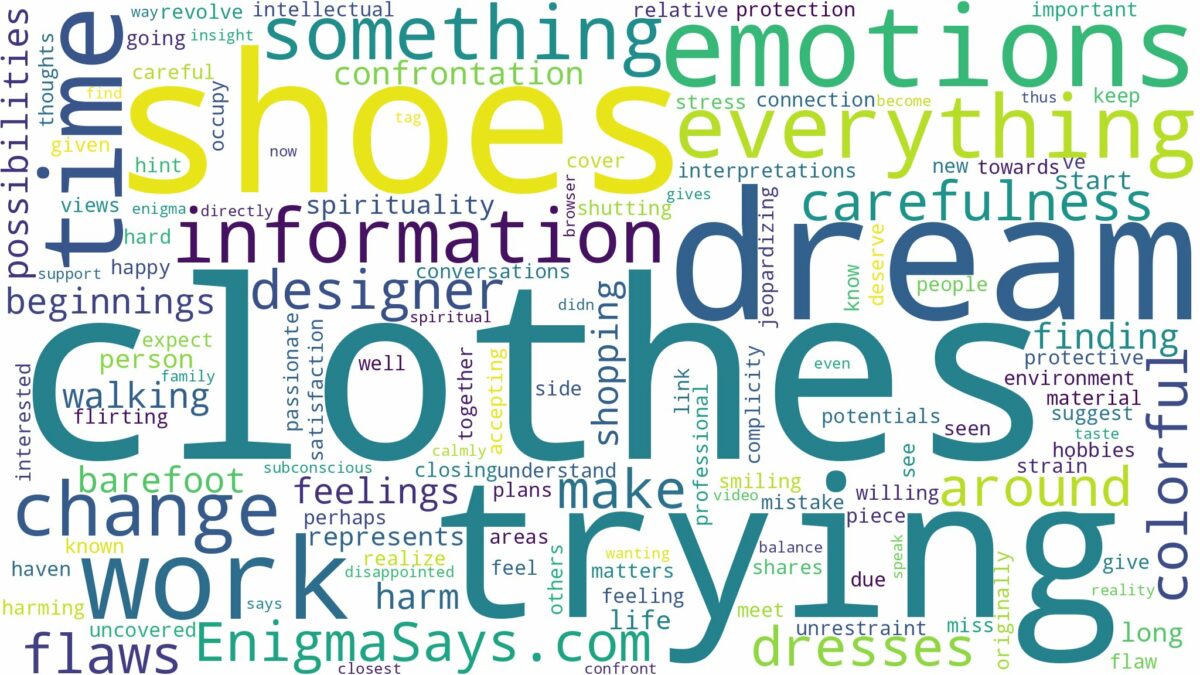 dreams about clothes and shoes and related dreams with their meanings in a word cloud