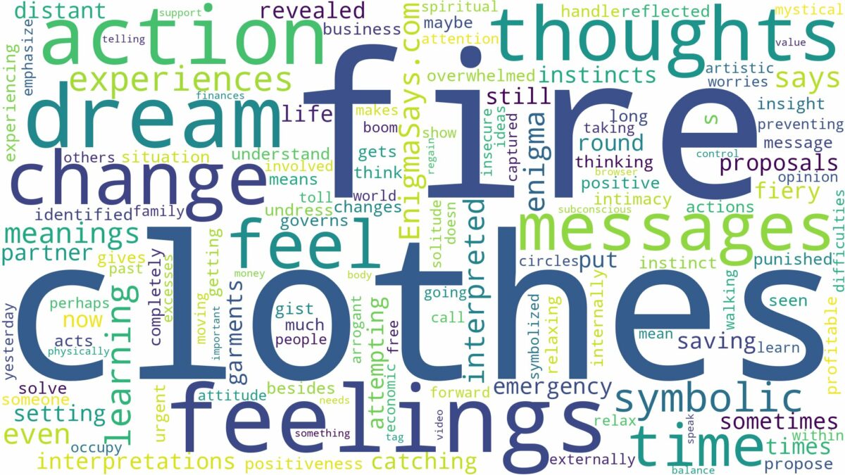 dreams about clothes on fire and related dreams with their meanings in a word cloud