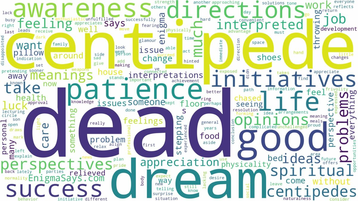 dream about dead centipede and related dreams with their meanings in a word cloud