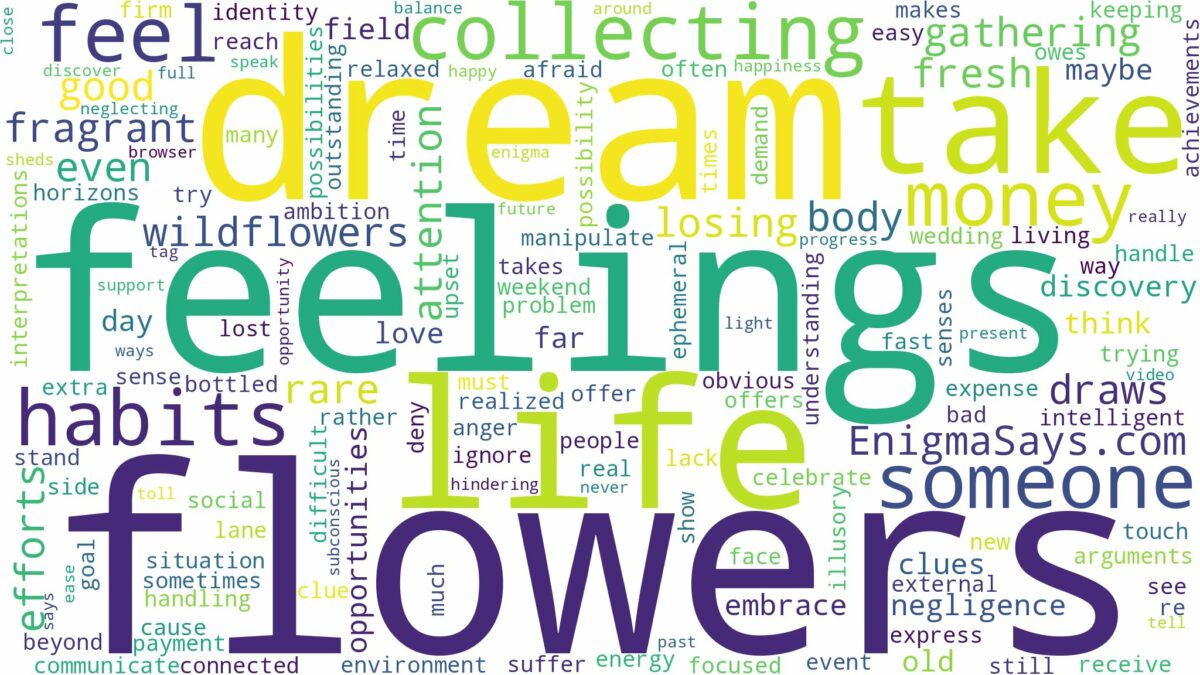 dream of collecting flowers and related dreams with their meanings in a word cloud