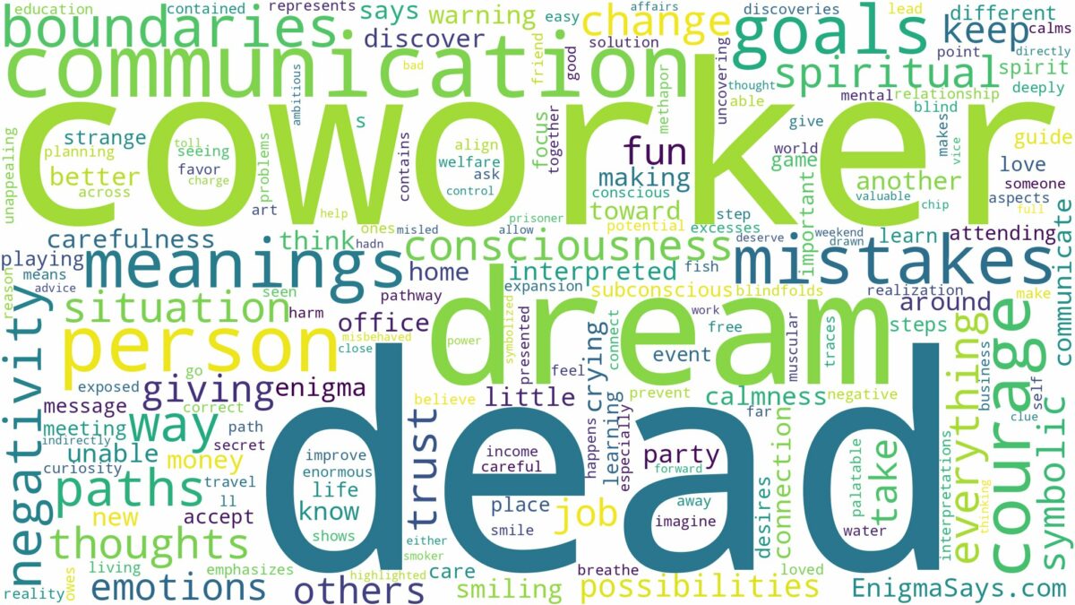 dream about dead coworker and related dreams with their meanings in a word cloud