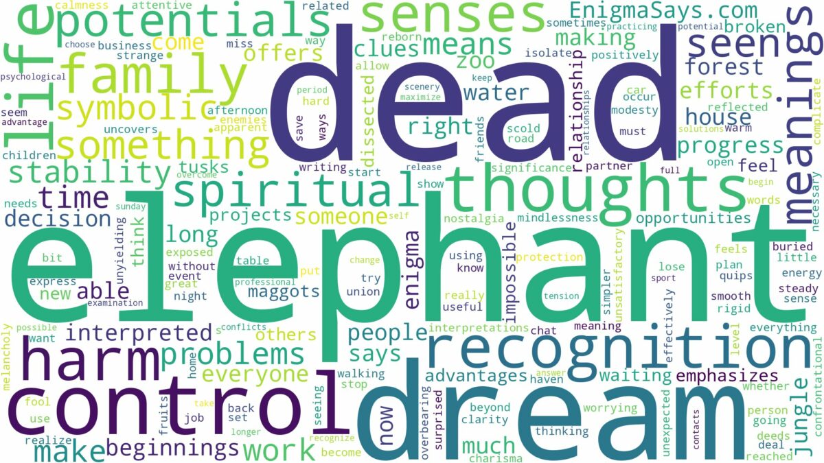 dream about dead elephant and related dreams with their meanings in a word cloud