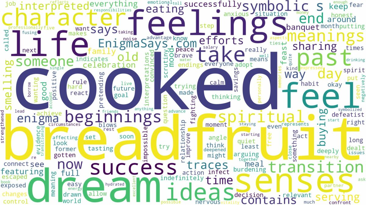 dream about cooked breadfruit and related dreams with their meanings in a word cloud