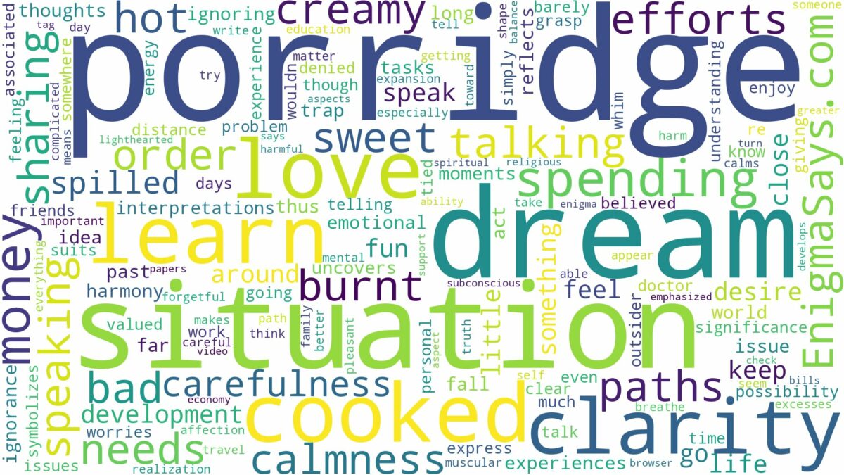 dream about cooked porridge and related dreams with their meanings in a word cloud