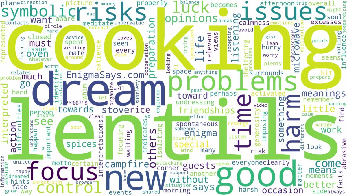 dream of cooking lentils and related dreams with their meanings in a word cloud