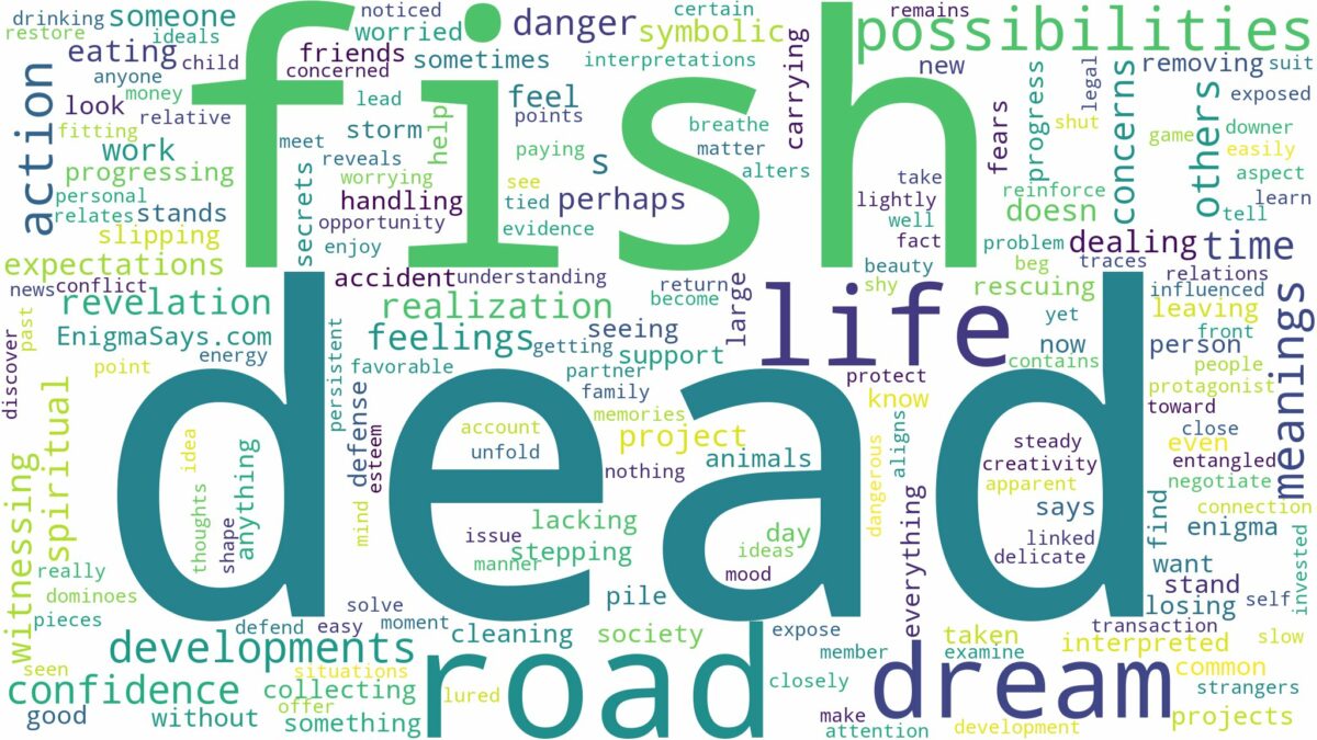 dream about dead fish on the road and related dreams with their meanings in a word cloud