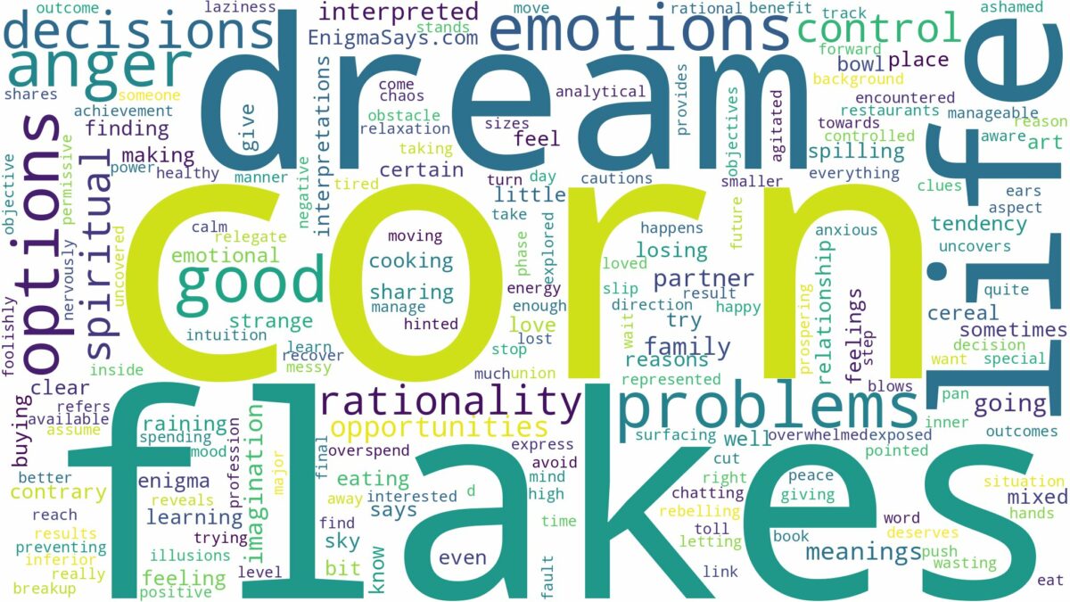 dream about corn flakes and related dreams with their meanings in a word cloud