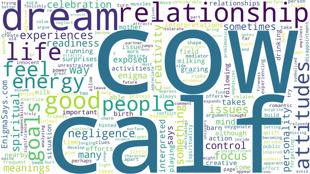 dream about cow calf and related dreams with their meanings in a word cloud