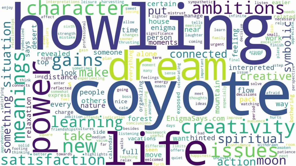 dreaming of coyote howling and related dreams with their meanings in a word cloud