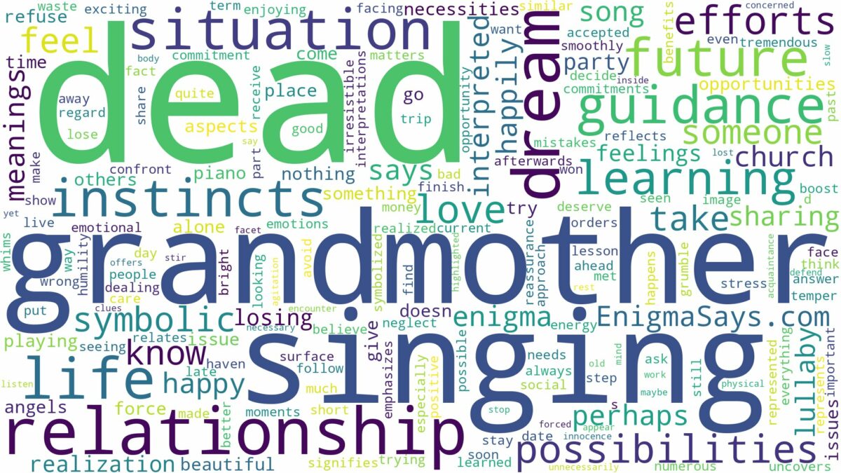 dreaming about dead grandmother singing and related dreams with their meanings in a word cloud