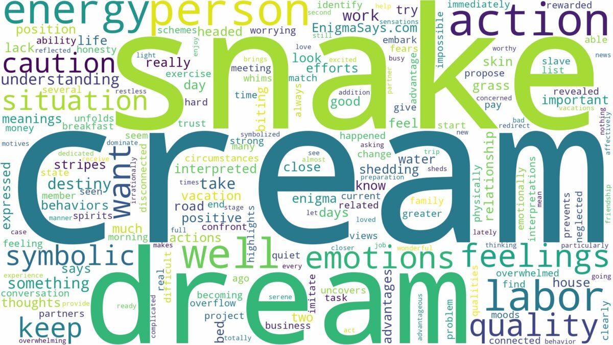 dream about cream snake and related dreams with their meanings in a word cloud