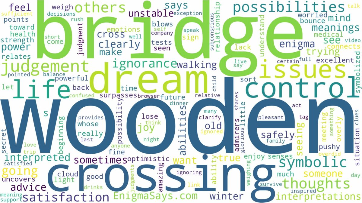 dreaming of crossing wooden bridge and related dreams with their meanings in a word cloud