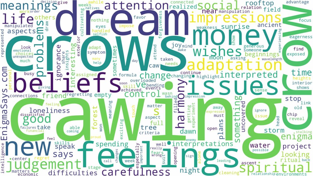 dreaming of crow cawing and related dreams with their meanings in a word cloud