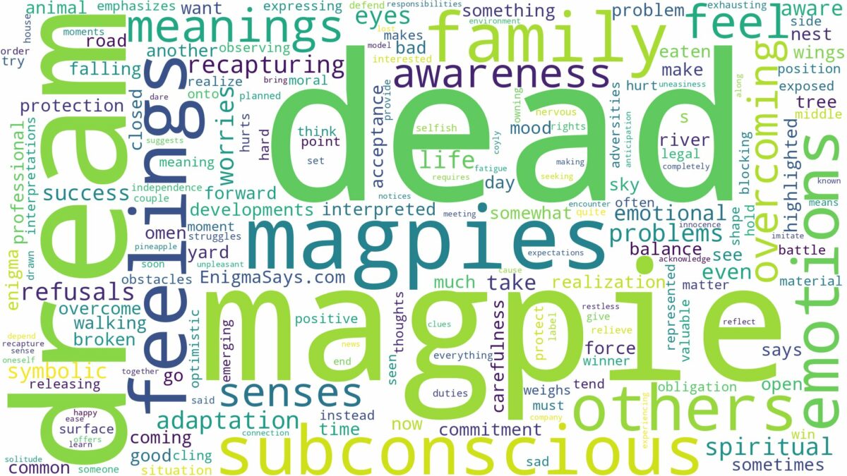 dream about dead magpie and related dreams with their meanings in a word cloud