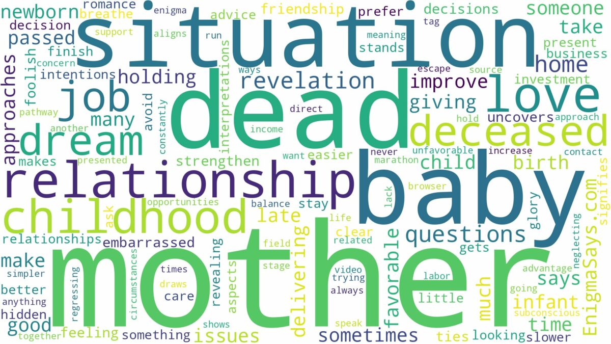 dreaming about dead mother having a baby and related dreams with their meanings in a word cloud