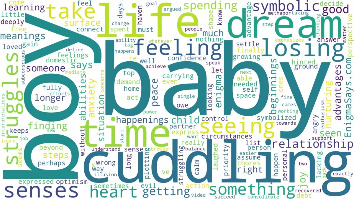 dreaming of cuddling a baby boy and related dreams with their meanings in a word cloud