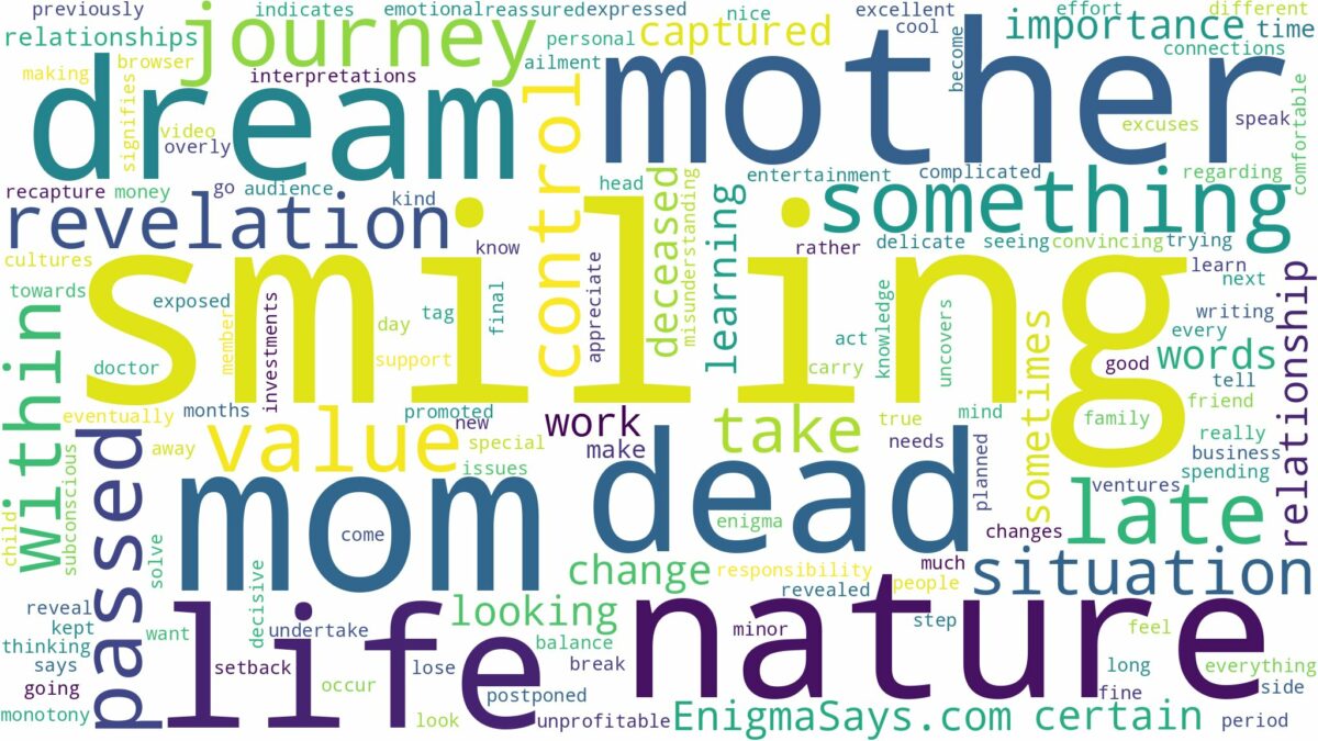 dreaming about dead mother smiling and related dreams with their meanings in a word cloud