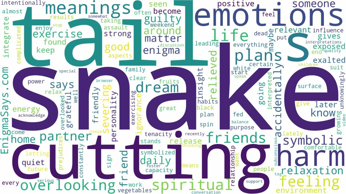 dreaming of cutting snake tail and related dreams with their meanings in a word cloud