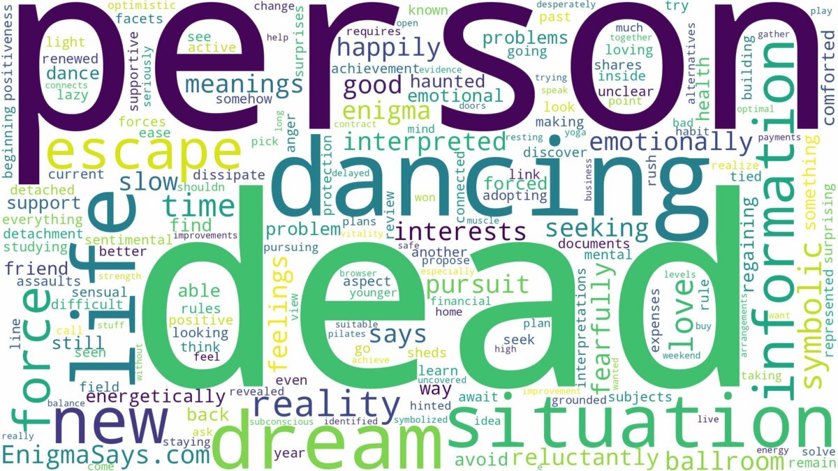 dreaming of dancing with a dead person and related dreams with their meanings in a word cloud