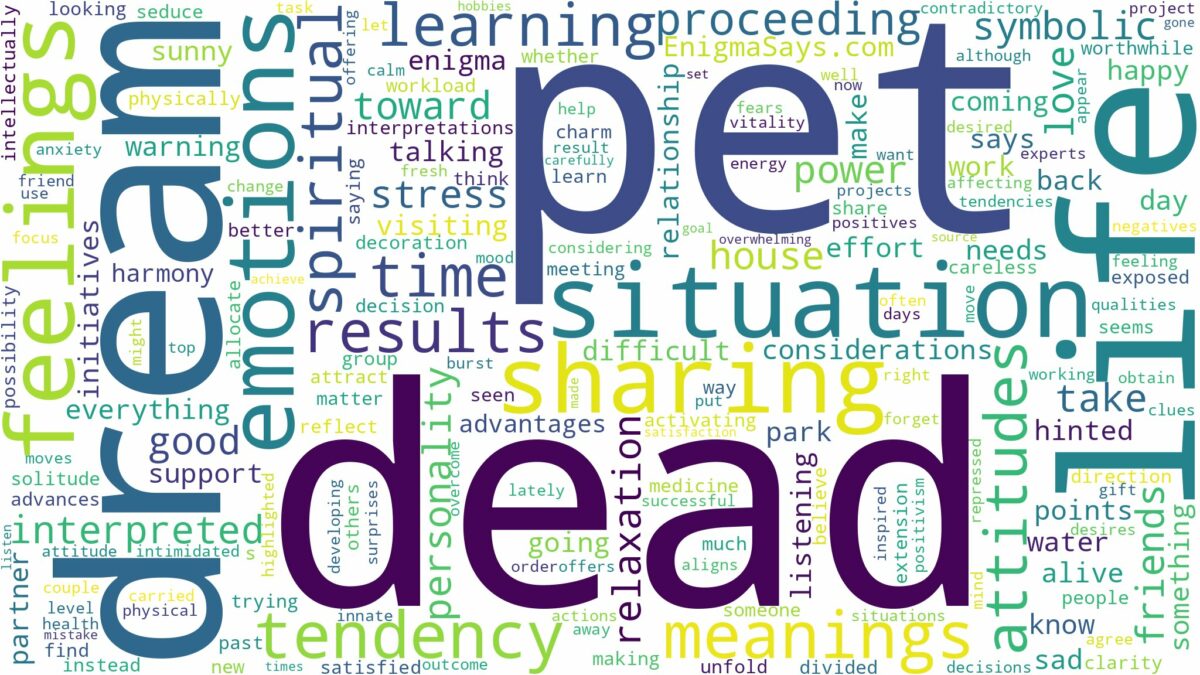 dream about dead pet and related dreams with their meanings in a word cloud