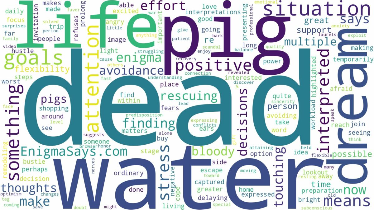 dream about dead pig in water and related dreams with their meanings in a word cloud