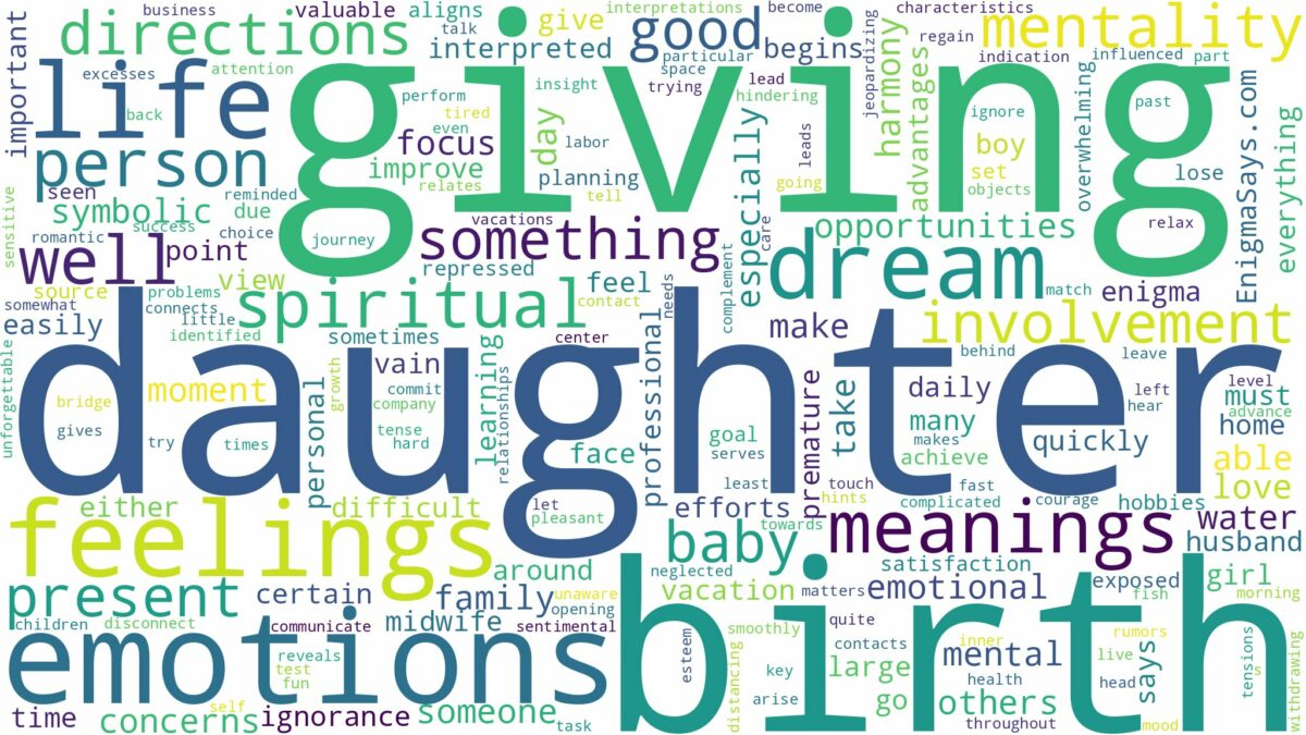 dreaming about daughter giving birth and related dreams with their meanings in a word cloud