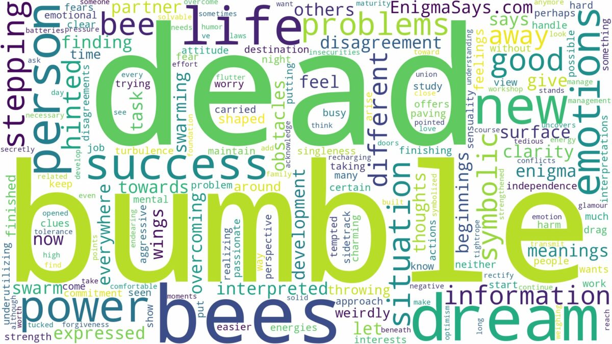 dream about dead bumble bees and related dreams with their meanings in a word cloud