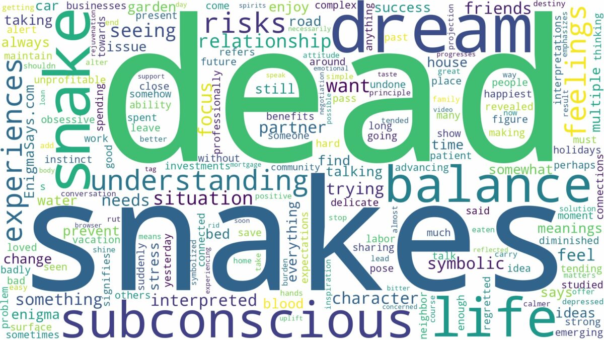 dream about dead snake and related dreams with their meanings in a word cloud