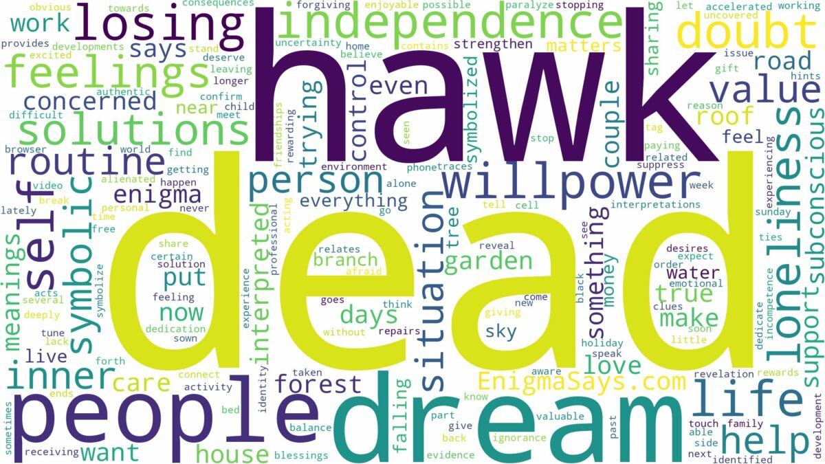 dream about dead hawk and related dreams with their meanings in a word cloud