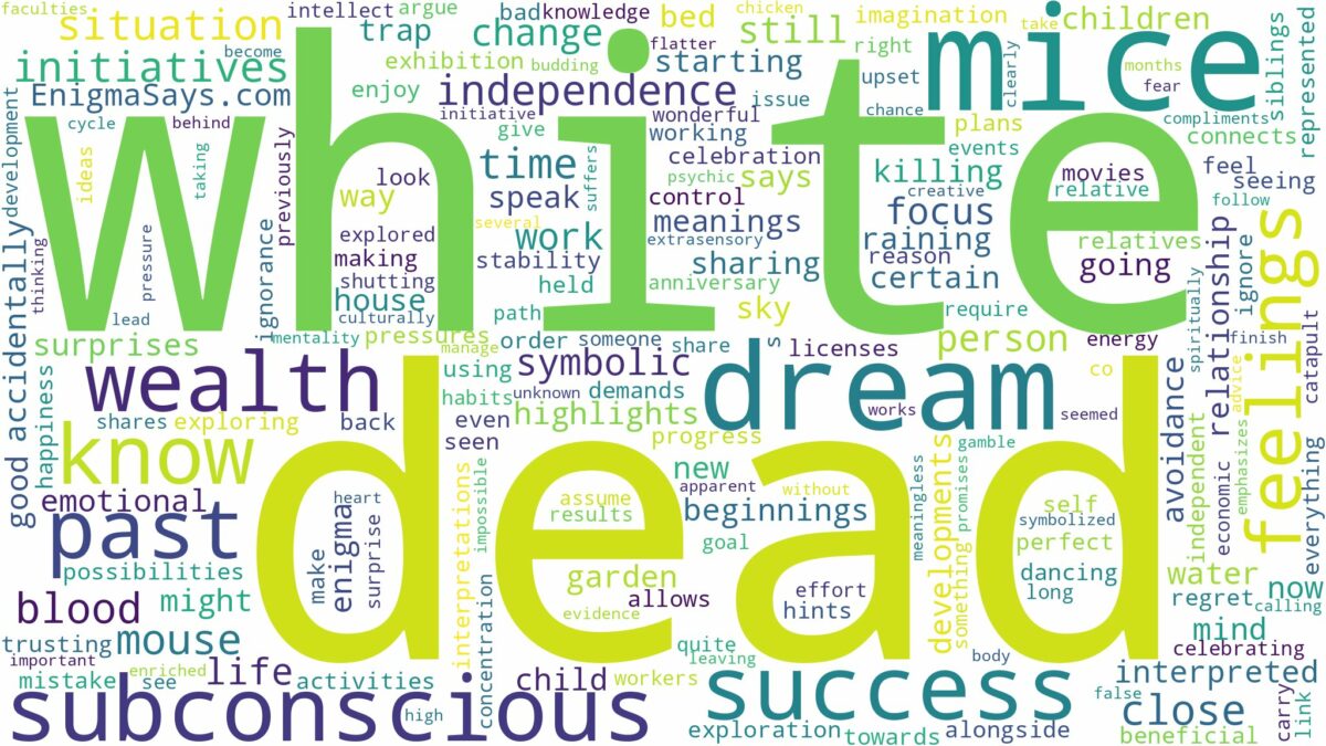 dream about dead white mice and related dreams with their meanings in a word cloud