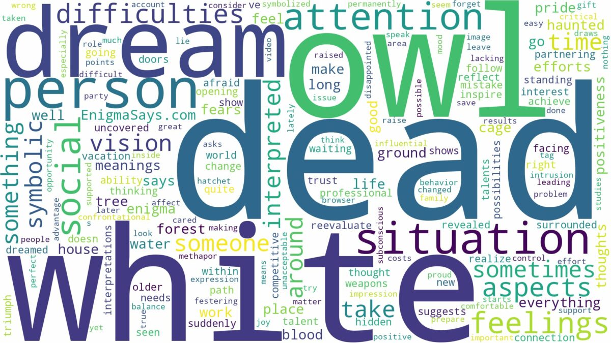 dream about dead white owl and related dreams with their meanings in a word cloud