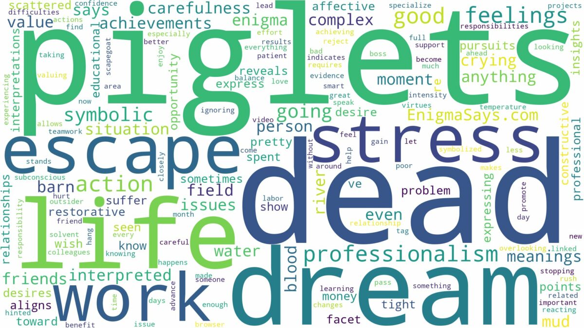 dream about dead piglets and related dreams with their meanings in a word cloud