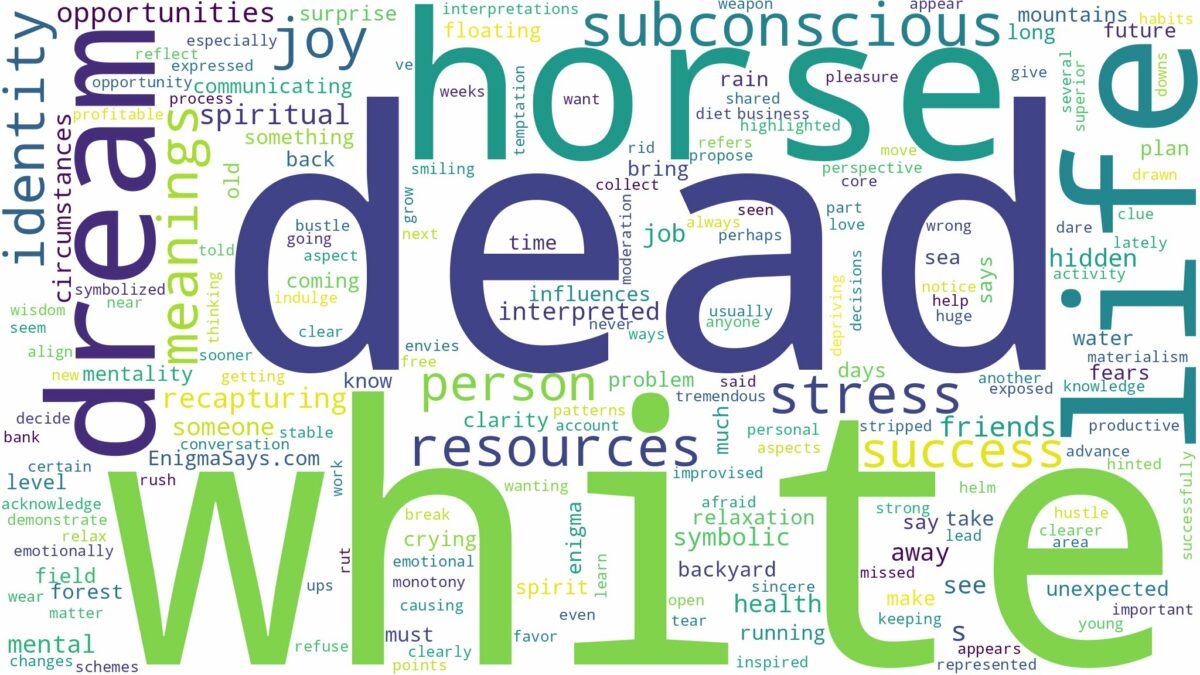 dream about dead white horse and related dreams with their meanings in a word cloud